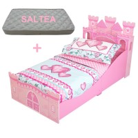 Set doua piese, Patut Castelul Printesei + Saltea 140 x70 x10 - Kidkraft Princess Castle Set doua piese, Patut Castelul Printesei + Saltea 140 x70 x10 - Kidkraft Princess Castle